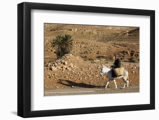 Man traveling on a donkey, Douirette, Tataouine, Tunisia-Godong-Framed Photographic Print