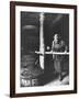 Man Using Old Wine Press at Vaux En Beauiplais Vineyard-Carlo Bavagnoli-Framed Photographic Print