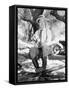 Man Waiting with Bouquet of Flowers-null-Framed Stretched Canvas