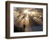 Man Walking Along a Street with Sun Rays Shining Through a Tree, Highlands, Myanmar-Michael Runkel-Framed Photographic Print