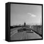 Man Walking Atop a Freight Train Heading Westbound-Sam Shere-Framed Stretched Canvas