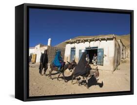 Man Walking Behind Women on Donkeys, Syadara, Between Yakawlang and Daulitiar, Afghanistan-Jane Sweeney-Framed Stretched Canvas