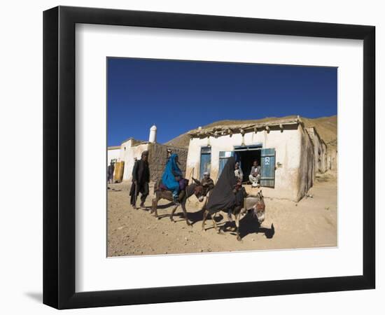 Man Walking Behind Women on Donkeys, Syadara, Between Yakawlang and Daulitiar, Afghanistan-Jane Sweeney-Framed Photographic Print