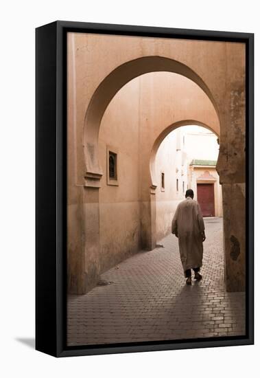 Man Walking Down Narrow Alley by Ali Ben Youssef Medersa, North Africa-Stephen Studd-Framed Stretched Canvas