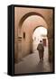 Man Walking Down Narrow Alley by Ali Ben Youssef Medersa, North Africa-Stephen Studd-Framed Stretched Canvas