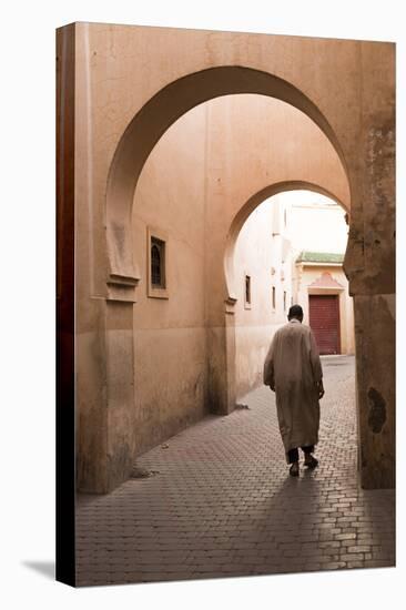 Man Walking Down Narrow Alley by Ali Ben Youssef Medersa, North Africa-Stephen Studd-Stretched Canvas