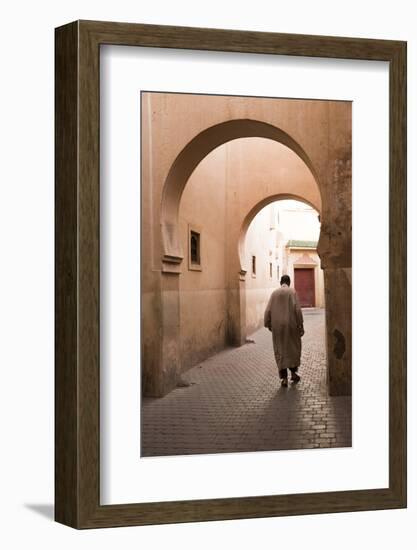 Man Walking Down Narrow Alley by Ali Ben Youssef Medersa, North Africa-Stephen Studd-Framed Photographic Print