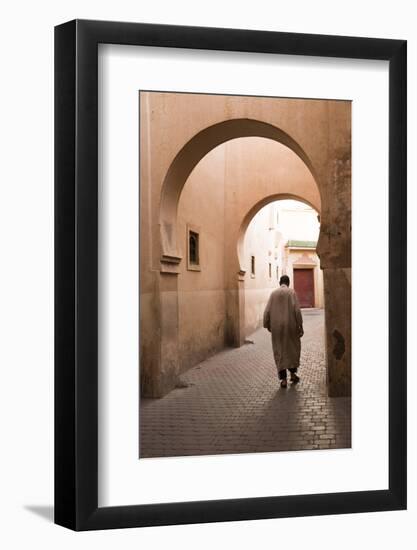 Man Walking Down Narrow Alley by Ali Ben Youssef Medersa, North Africa-Stephen Studd-Framed Photographic Print