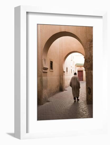 Man Walking Down Narrow Alley by Ali Ben Youssef Medersa, North Africa-Stephen Studd-Framed Photographic Print