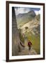 Man Walking Down Stone Steps of Machu Picchu, Peru-Merrill Images-Framed Premium Photographic Print