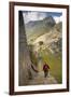 Man Walking Down Stone Steps of Machu Picchu, Peru-Merrill Images-Framed Photographic Print