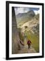 Man Walking Down Stone Steps of Machu Picchu, Peru-Merrill Images-Framed Photographic Print