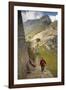 Man Walking Down Stone Steps of Machu Picchu, Peru-Merrill Images-Framed Photographic Print