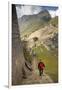 Man Walking Down Stone Steps of Machu Picchu, Peru-Merrill Images-Framed Photographic Print