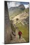 Man Walking Down Stone Steps of Machu Picchu, Peru-Merrill Images-Mounted Photographic Print