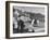 Man Walking Horse in Front of Stables at Rolling Rock Fox Hunt-null-Framed Photographic Print