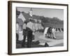 Man Walking Horse in Front of Stables at Rolling Rock Fox Hunt-null-Framed Photographic Print