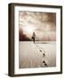 Man Walking in a Desert towards a City-olly2-Framed Photographic Print
