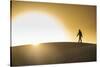 Man walking in backlight on a sand dune, Tenere desert, Niger, West Africa, Africa-Michael Runkel-Stretched Canvas