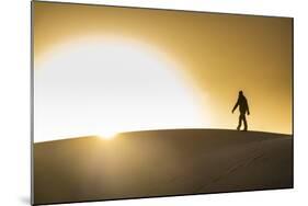 Man walking in backlight on a sand dune, Tenere desert, Niger, West Africa, Africa-Michael Runkel-Mounted Photographic Print