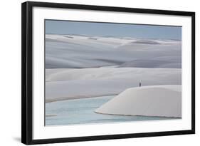 Man Walking in the Lencois Maranhenses Sand Dunes-Alex Saberi-Framed Photographic Print