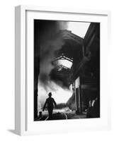 Man Walking in the Smokey Steel Mill-Nat Farbman-Framed Photographic Print