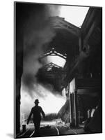 Man Walking in the Smokey Steel Mill-Nat Farbman-Mounted Photographic Print