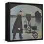 Man Walking Machine on Beach 2-Tim Nyberg-Framed Stretched Canvas