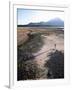 Man Walking on Dry Lake Bed with Llaima Volcano in Distance, Conguillio National Park, Chile-Aaron McCoy-Framed Photographic Print