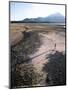 Man Walking on Dry Lake Bed with Llaima Volcano in Distance, Conguillio National Park, Chile-Aaron McCoy-Mounted Photographic Print