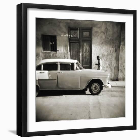 Man Walking Past Old American Car, Havana, Cuba, West Indies, Central America-Lee Frost-Framed Photographic Print