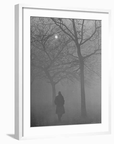 Man Walking Through Hyde Park in the Fog-Mark Kauffman-Framed Photographic Print