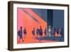 Man Walking to Different Way,Unique Concept,Illustration-Tithi Luadthong-Framed Premium Giclee Print