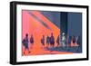 Man Walking to Different Way,Unique Concept,Illustration-Tithi Luadthong-Framed Premium Giclee Print