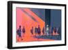 Man Walking to Different Way,Unique Concept,Illustration-Tithi Luadthong-Framed Art Print