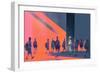 Man Walking to Different Way,Unique Concept,Illustration-Tithi Luadthong-Framed Art Print