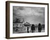 Man Walking Two Clydesdale Horses on the Ranch-William C^ Shrout-Framed Photographic Print