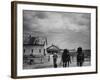 Man Walking Two Clydesdale Horses on the Ranch-William C^ Shrout-Framed Photographic Print