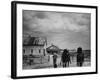Man Walking Two Clydesdale Horses on the Ranch-William C^ Shrout-Framed Photographic Print