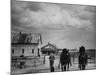 Man Walking Two Clydesdale Horses on the Ranch-William C^ Shrout-Mounted Photographic Print