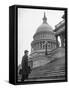 Man Walking Up Steps of Us Capitol-null-Framed Stretched Canvas