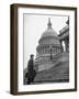 Man Walking Up Steps of Us Capitol-null-Framed Photographic Print