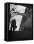 Man Walking Up the Stairs, Exiting the Metro Station-Ed Clark-Framed Stretched Canvas