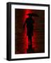 Man Walks Through the Rain in the Financial District in New York-null-Framed Photographic Print