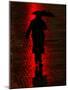 Man Walks Through the Rain in the Financial District in New York-null-Mounted Photographic Print