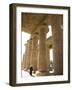 Man Walks Underneath the Giant Columns of the Hypostyle Hall in the Ramesseum, Luxor-Julian Love-Framed Photographic Print