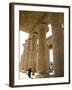Man Walks Underneath the Giant Columns of the Hypostyle Hall in the Ramesseum, Luxor-Julian Love-Framed Photographic Print