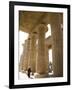 Man Walks Underneath the Giant Columns of the Hypostyle Hall in the Ramesseum, Luxor-Julian Love-Framed Photographic Print