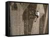 Man Wall Climbing Indoors with Equipment-null-Framed Stretched Canvas