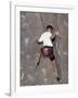 Man Wall Climbing Indoors with Equipment-null-Framed Photographic Print